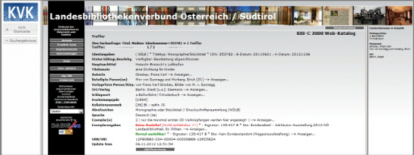 Karlsruher Virtueller Katalog - Trefferanzeige (Landesbibliotheken)