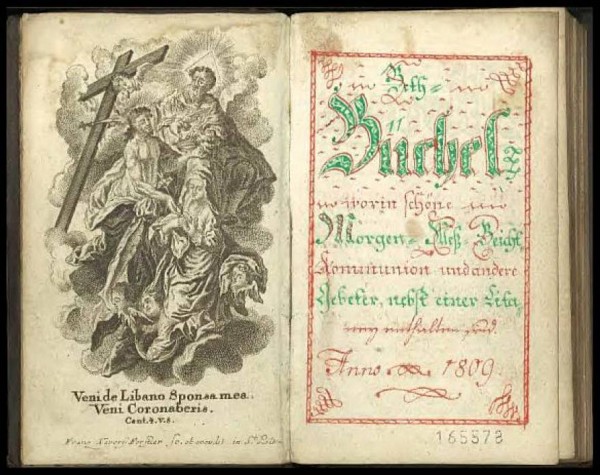 Handgeschriebenes Gebetbuch von 1809 mit Kupferstichen von Franz Xaver Ferstler, St. Pölten