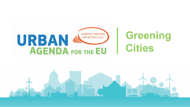 Logo Städteagenda, Urban Agenda for the EU. Blaue Silouette einer Stadt