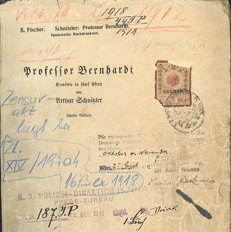 NÖLA Ausschnitt aus dem Manuskript zu Professor Bernhardi
