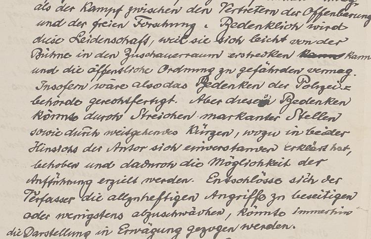 NÖLA Ausschnitt aus dem Manusskript zu Professor Bernhardi